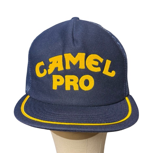 Camel‎ Pro Racing Vintage Hat Puffy Print Trucker Cap Snapback Made In USA